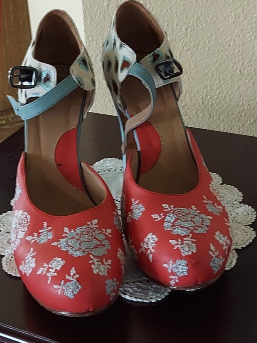 John Fluevog Women's Shoes Flora Red/Blue Heart Collection